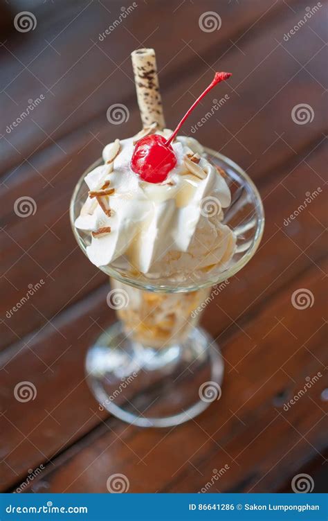 Delicious Vanilla Ice Cream Sundae Stock Photo Image Of Cone Frozen