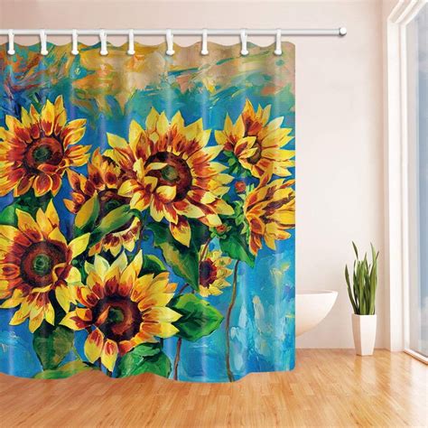 Artjia Oil Painting Decor Sunflower Yelow Green Polyester Fabric