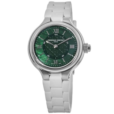 Frederique Constant Green Dial Rubber Strap Womens Watch Fc 281grh3er6