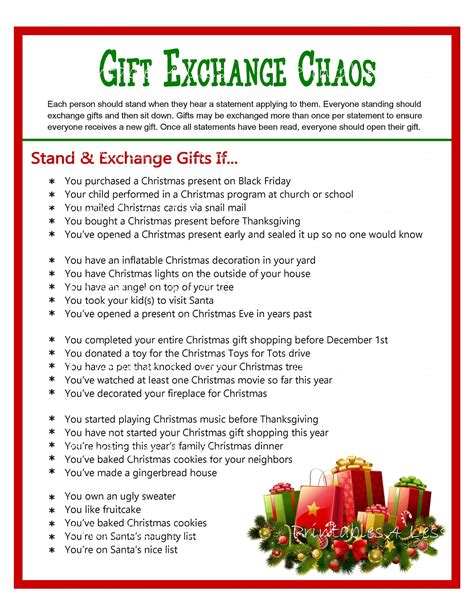 Christmas T Exchange Game Printable Christmas Party Game Etsy My