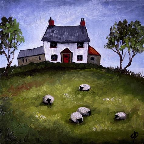 Welsh Cottage Sheep J Palmer Original Oil Painting Landscape Art