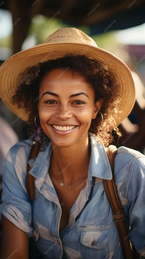 Premium Ai Image Happy African Woman With A Smile Generative Ai