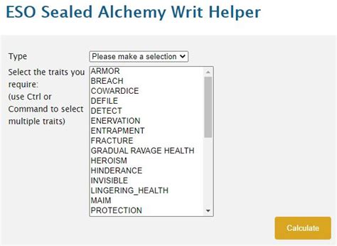 ESO Alchemy Sealed Writ Helper Tool - BenevolentBowd.ca