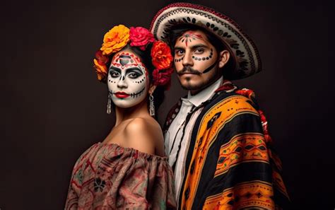Premium Photo A Man And Woman Dressed In Costumes For Day Of The Dead