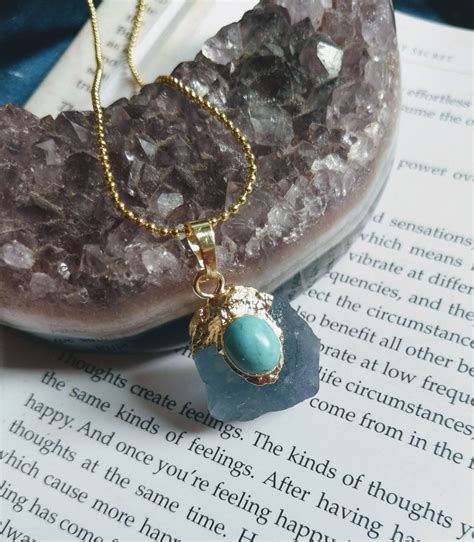 Blue Fluorite Necklace Raw Stone With Or Without Turquoise Etsy Uk