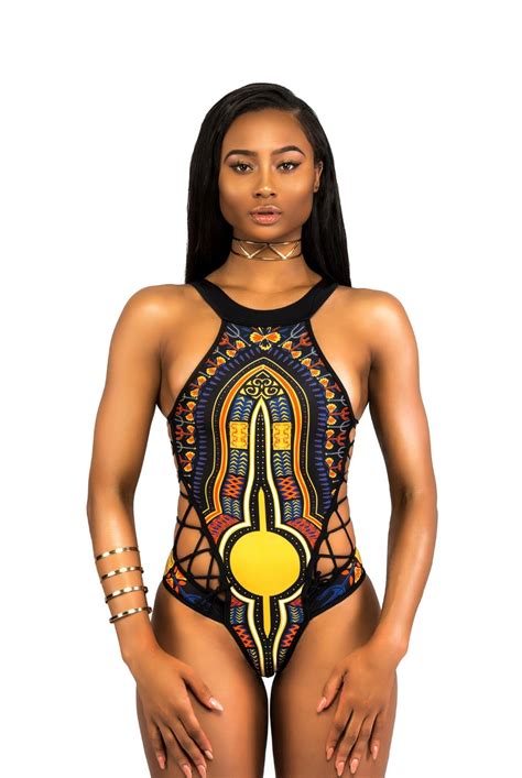 Miduo One Piece Africa Bodysuit Digital Print Women Swimsuit Vintage