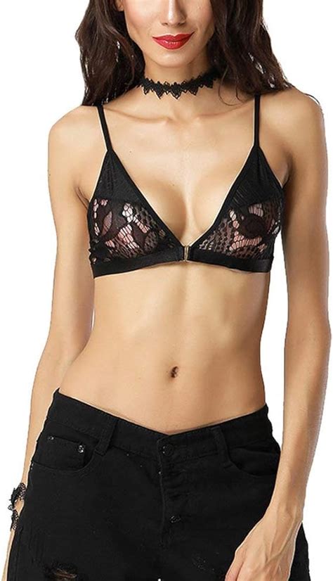 BOLAWOO 77 Damen Bralett Mesh Spitze Blumen Triangel BH Transparent