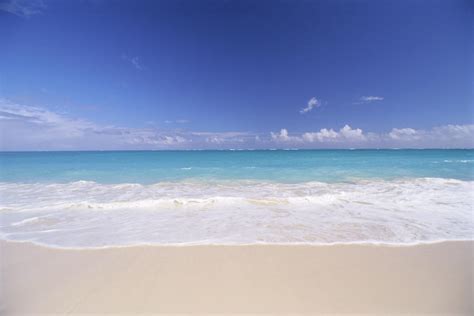 Hawaii Pristine White Sand Beach With Clear Turquoise Water Blue Sky