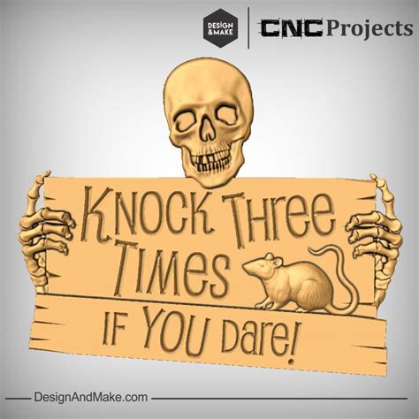 Halloween Door Sign Knock Three Times If You Dare Cnc Machine