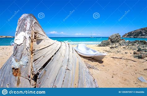 The Tropical And Scenic Nudist Beach Of Sarakiniko On Gavdos Island Stock Image Image Of