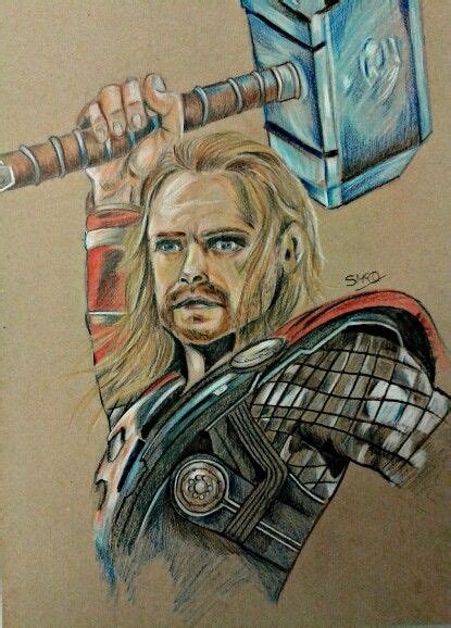 Thor The God Of Thunder Coloured Pencil Drawing By Artist SMcQ Pen