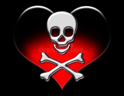 Valentine Heart With Skull And Crossbones Stock Illustration