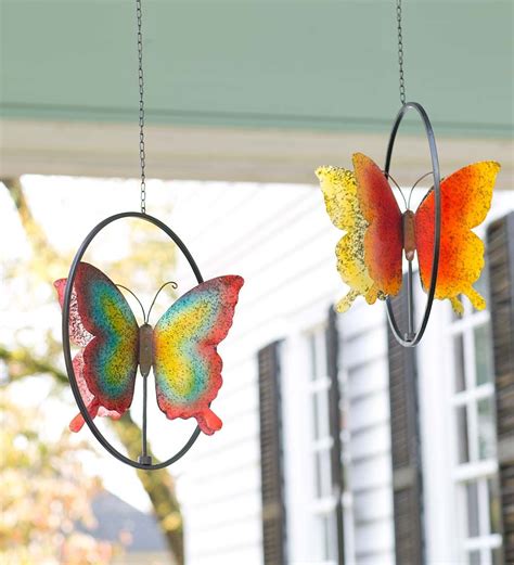 Hanging Butterfly Wind Spinner Decorative Garden Accents Hanging