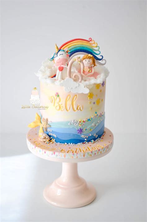 Unicorn Mermaid And Fairy Birthday Cake Little Buttercup Cakery