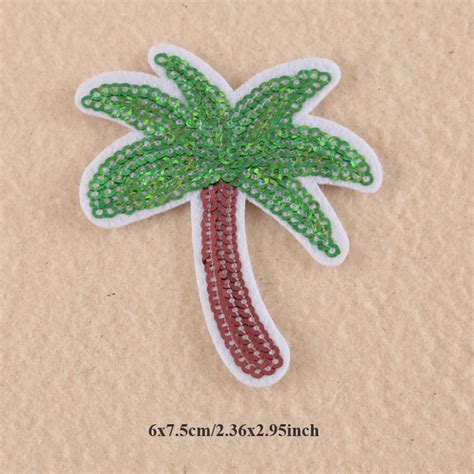 20pcs Iron On Patch For Clothing Applique Coconut Tree Sequined Patch