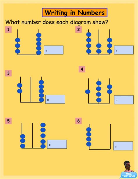 Representing Numbers Using an Abacus worksheet