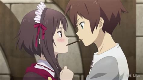 Kazuma And Megumin Nomming A Pokey From The Visual Novel Cute Anime
