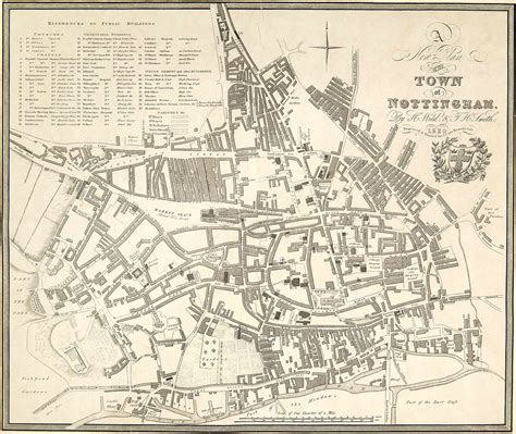 Nottingham 1820 Nottingham Map University Of Nottingham Nottingham City