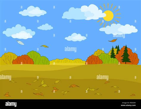 Autumn Forest Landscape Stock Vector Image And Art Alamy