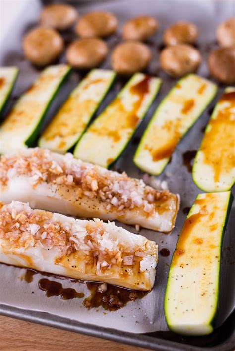 Baked Sea Bass And Zucchini Sheet Pan Recipe Sheet Pan Recipes Baked Sea Bass Recipes