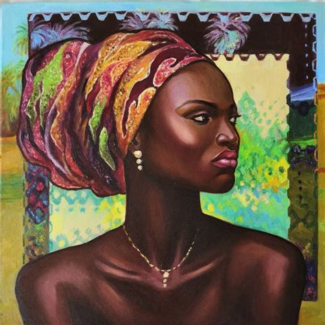 Art And Collectibles Afro Woman Painting Portrait Of Girl Young Girl