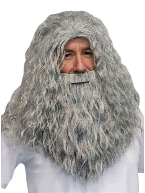 Long Grey Wizard Wig And Beard Set Magical Wizard Beard And Wig Kit
