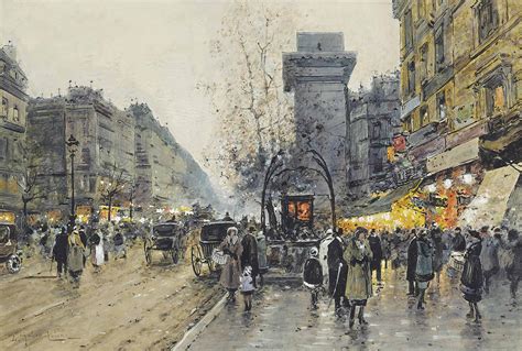 Eugene Galien Laloue French 1854 1941 Parisian Street Scene