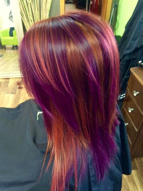 Blond hair, from platinum to light blond, dark, honey, copper and … new tones! copper and purple hair - Google Search | Pinwheel hair ...