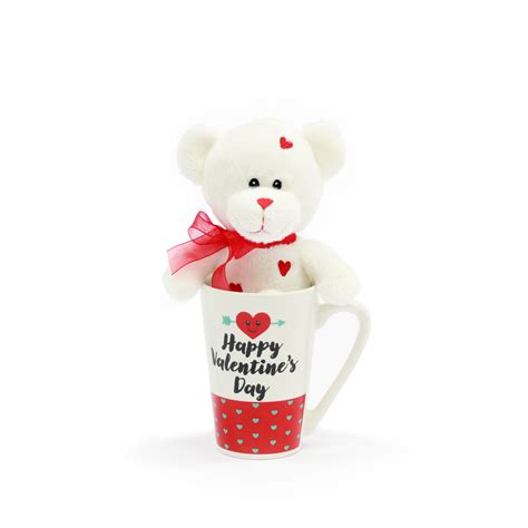 Valentine 7 Inch Stuffed Plush Bear In Latte Mug T Set