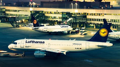 Airbus A 319 Of Lufthansa In The Evening Airport Wallpapers And Images