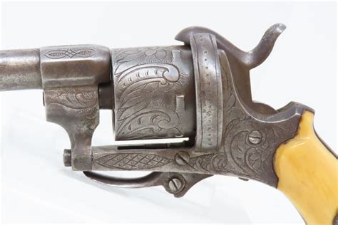 Engraved European Folding Trigger Double Action Pinfire Revolver 1228