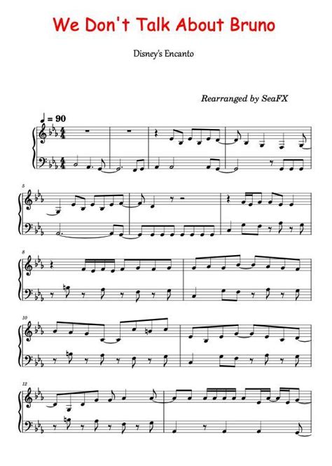 We Dont Talk About Bruno Easy Sheet Music Sookoo Maire