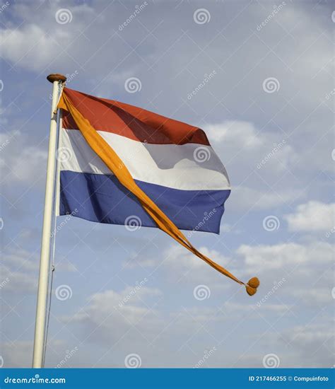 Dutch Flag With Orange Pennant Stock Image Image Of Nationality