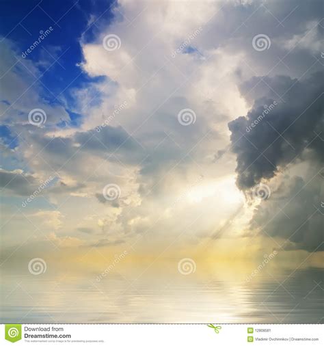Cloudscape Reflection On Calm Water Stock Image Image Of Water