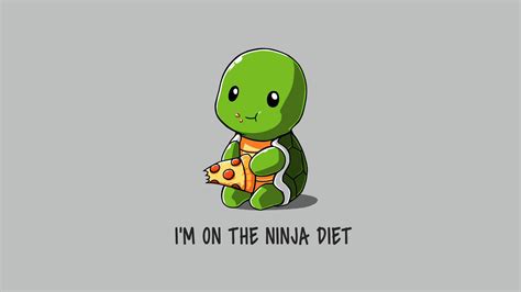 Desktop Wallpaper Humor Turtle Eating Pizza Hd Image Picture
