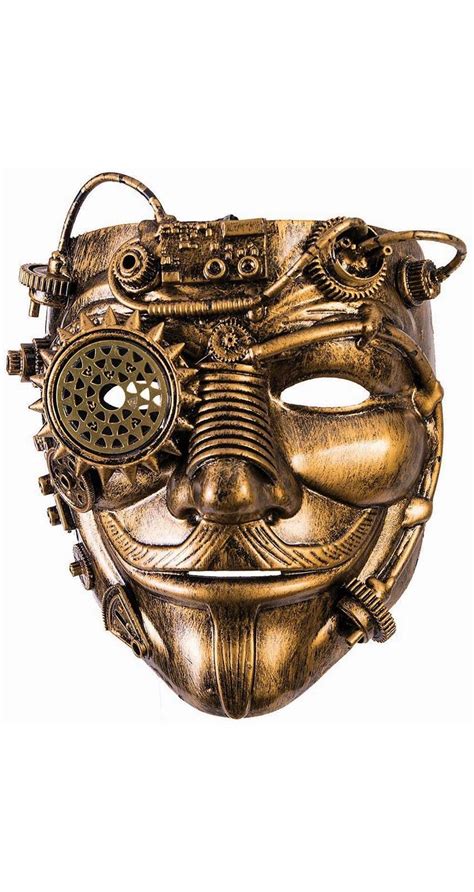 Steampunk Masks Wmoustache Gold