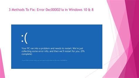 How To Fix Windows 10 Error 0xc000021a Youtube