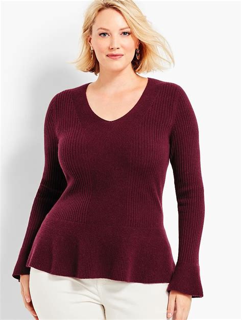 Ribbed Cashmere Peplum Sweater Talbots Clothes For Women Plus Size