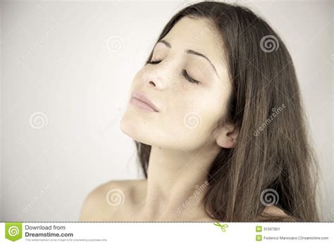 Portrait Of Woman With Closed Eyes Stock Image Image Of Happy