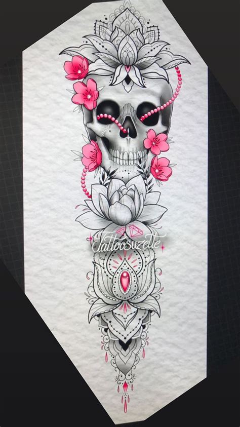Feminine Skull Tattoos Floral Skull Tattoos Skull Thigh Tattoos