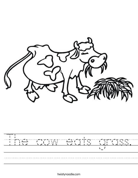The Cow Eats Grass Worksheet Twisty Noodle