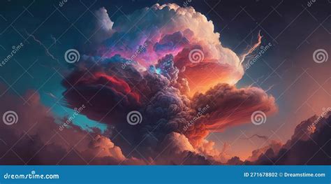 A Colorful Cumulonimbus Cloud With Lights Stock Illustration