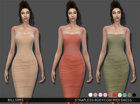 Strapless Bodycon Midi Dress The Sims 4 Catalog