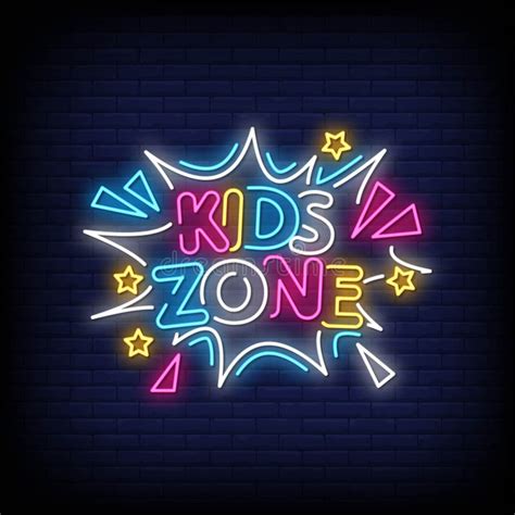 Kids Zone Neon Signs Style Text Vector Stock Vector Illustration Of