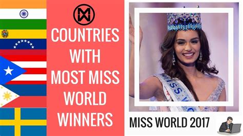 Countries With Most Miss World Winners Miss World 2017 Manushi