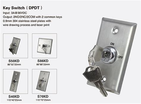 Stainless Steel Dpdt Emergency Release Metal Push Button Key Switch For