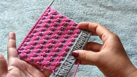Two Colours Pearl Knitting Design मोती बुनाई दो रंगों में Video By Sh