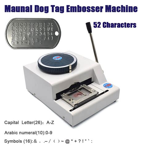 52 Characters Embosser Machine Steel Metal Dog Tag Id Card Nameplates