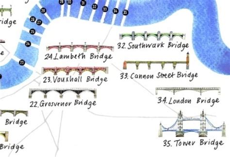 An Illustrated Map Of Bridges On The Thames Londonist