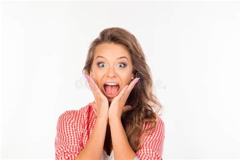 Closeup Photo Of Astonished Cute Girl Opening Mouth Stock Image Image